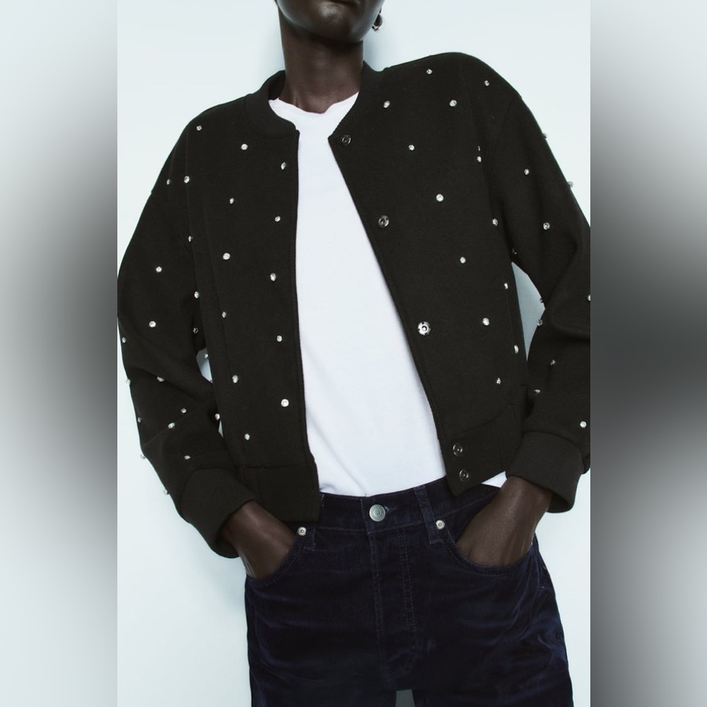Zara Rhinestone Bomber - Picture 4 of 10